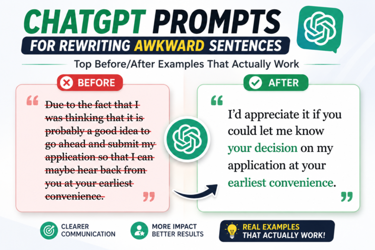 ChatGPT Prompts for Rewriting Awkward Sentences: 15 Before/After Examples That Actually Work