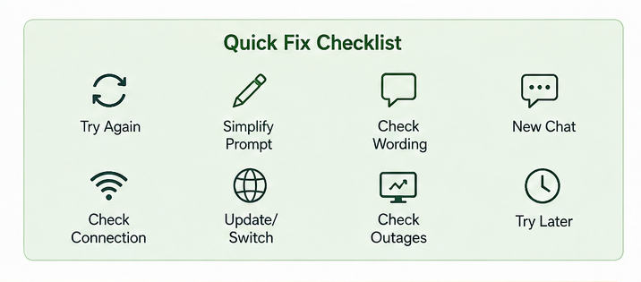 chat gpt error quick fix checklist